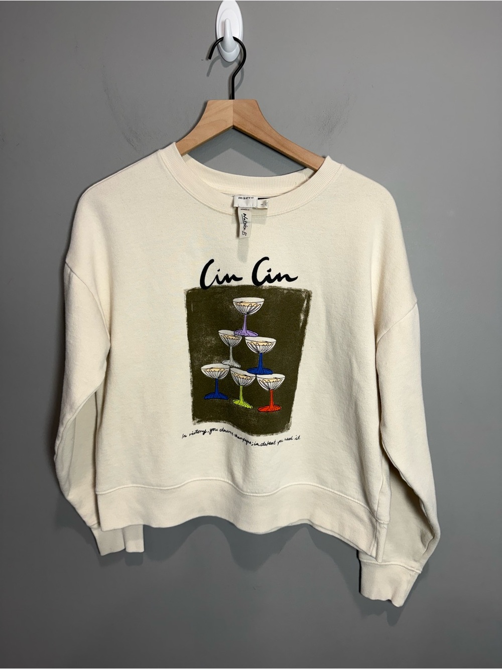 Anthropologie Maeve x Natalia Bagniewska Cin Cin Graphic Sweatshirt Small
